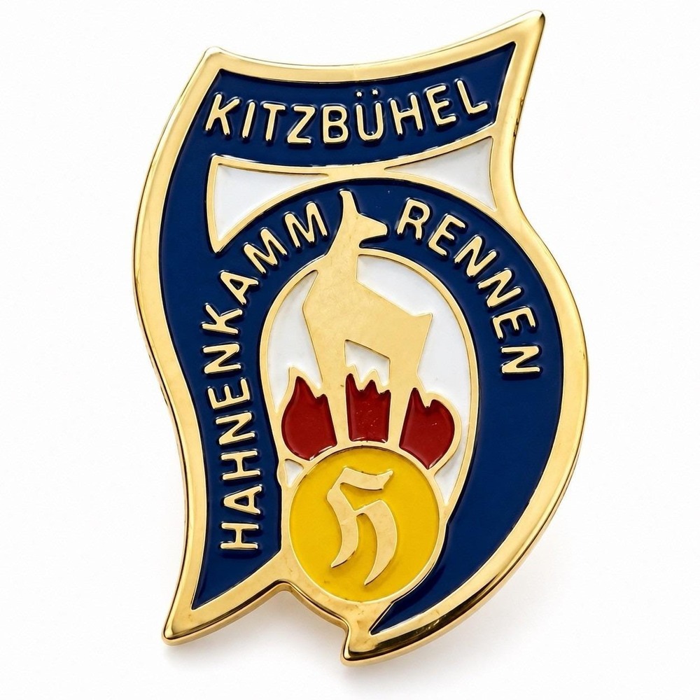 Vintage Kitzbühel Hahnenkamm Rennen Enamel Ski Lapel Pin Badge Austria KSC Gams
